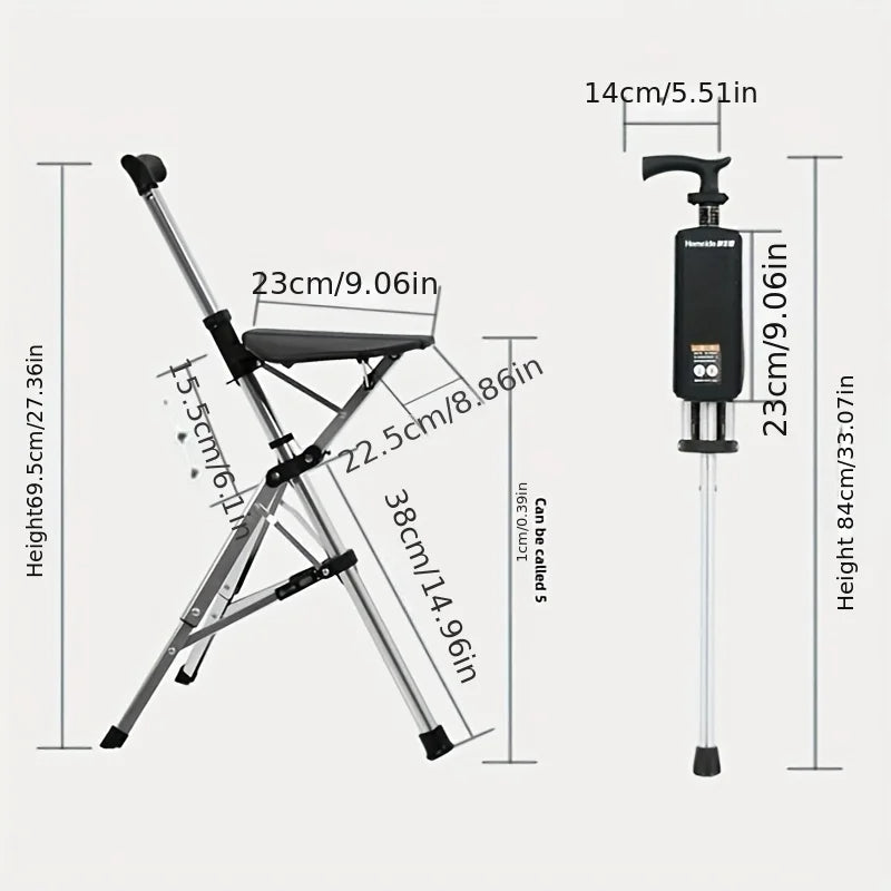💥2-in-1 Folding Crutch Stool | Instant Seat Conversion |Non-Slip Base |Perfect Mobility Aid for Elderly| Best Gift for Seniors