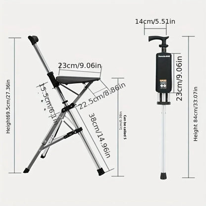 💥2-in-1 Folding Crutch Stool | Instant Seat Conversion |Non-Slip Base |Perfect Mobility Aid for Elderly| Best Gift for Seniors