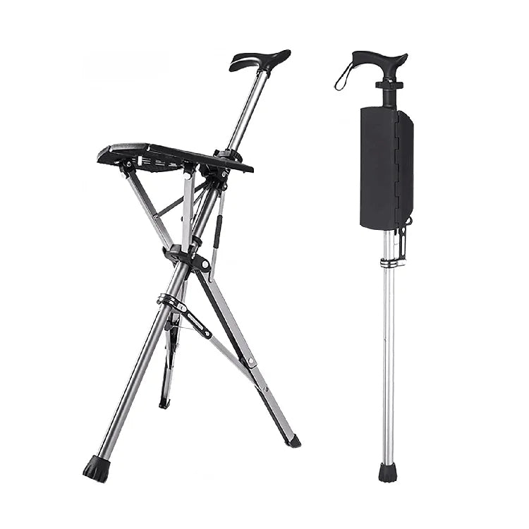 💥2-in-1 Folding Crutch Stool | Instant Seat Conversion |Non-Slip Base |Perfect Mobility Aid for Elderly| Best Gift for Seniors
