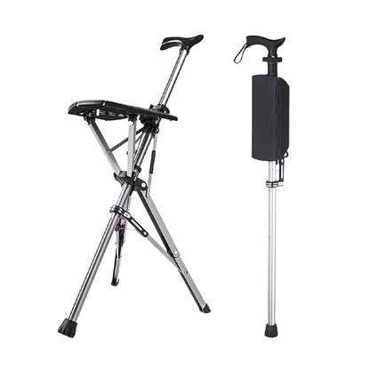 💥2-in-1 Folding Crutch Stool | Instant Seat Conversion |Non-Slip Base |Perfect Mobility Aid for Elderly| Best Gift for Seniors